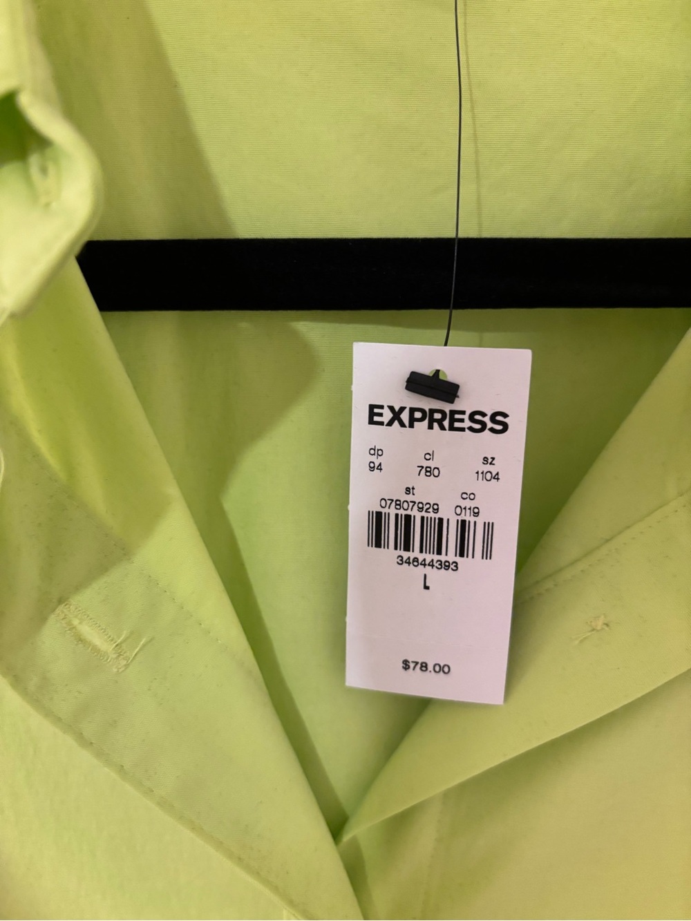 Express Neon Lime Shirt Dress with Tie Waist - Picture 2 of 2
